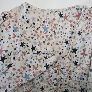 Intimately Free People Star‎ Print Button Front Bodysuit Long Sleeve Top